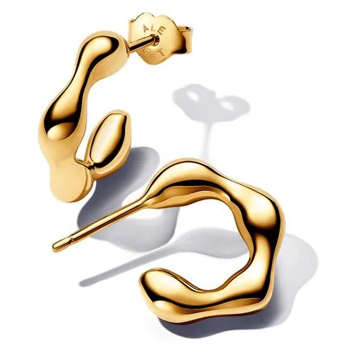PANDORA PANDORA Organically Shaped Open Hoop Earrings 14k Gold-Plated — product photo