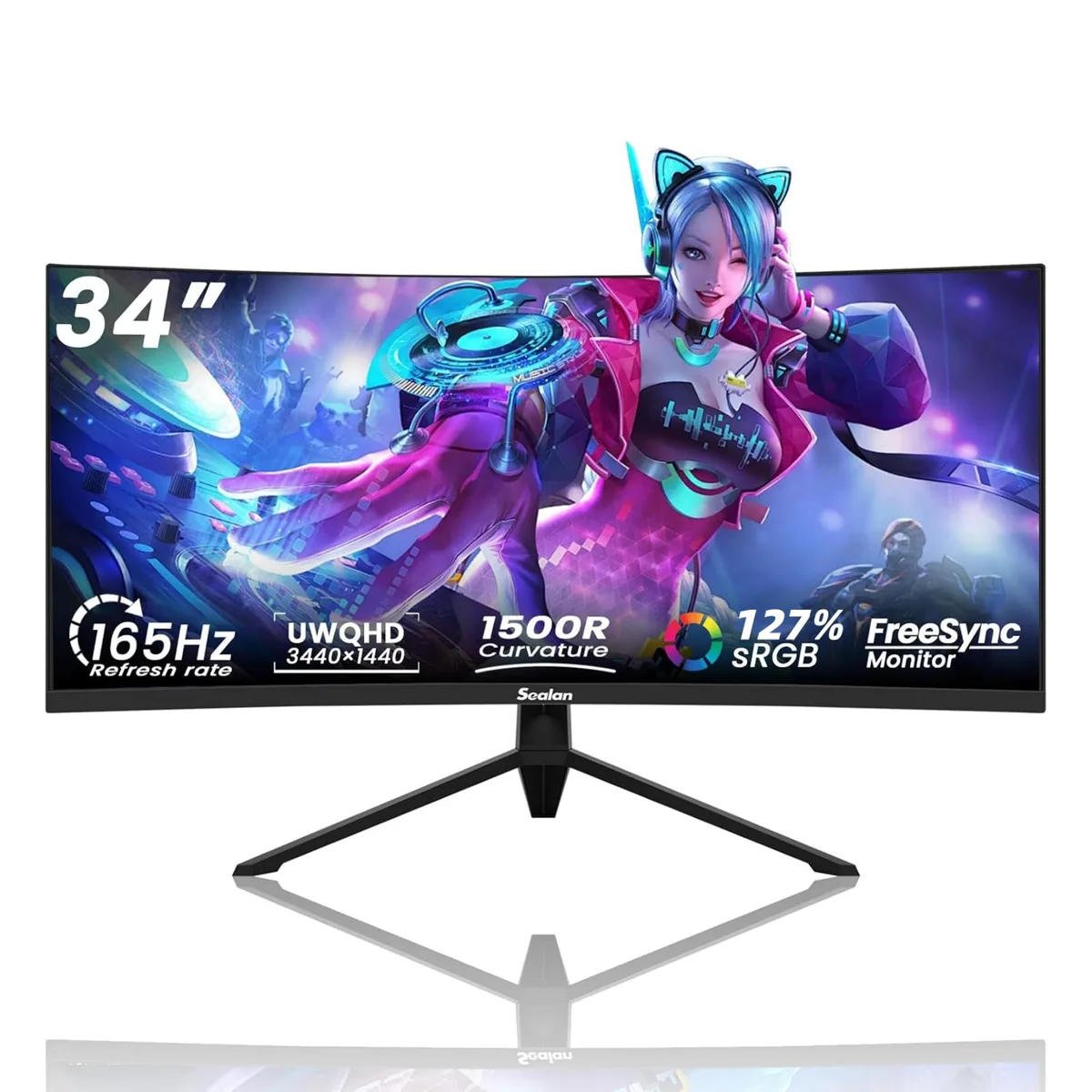Sealan Sealan 34″ Ultrawide Curved Gaming Monitor 1500R WQHD 165Hz — product photo