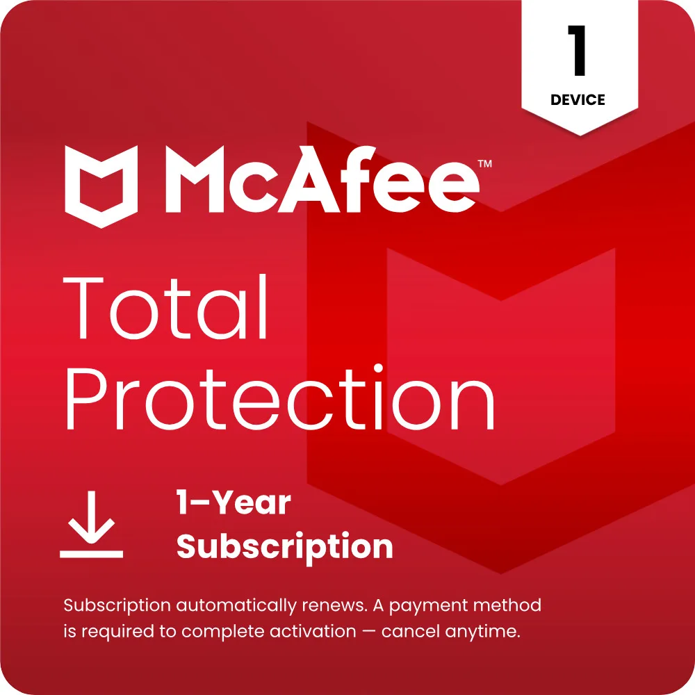 McAfee McAfee MTP51ENG1REDD Total Protection 1 Device 1 Year Antivirus — product photo