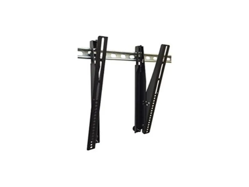 Black metal pole display bracket, 16.5 inches tall with adjustable tilt and foot pads