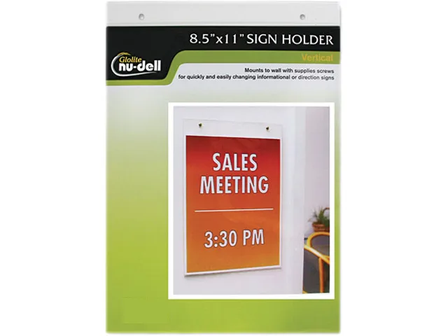 Clear plastic wall-mounted sign holder for 8.5 x 11 inch inserts