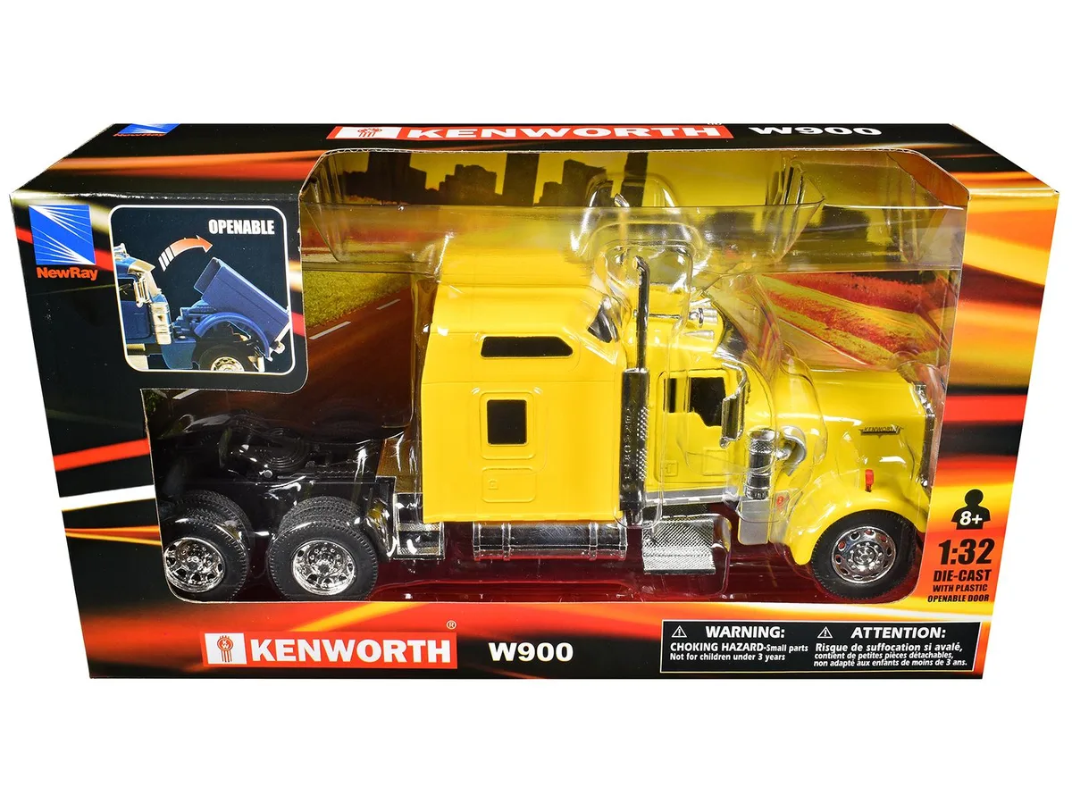 New Ray Toys New Ray Toys Kenworth W900 1/32 Diecast Truck Yellow Long Haul Truckers — product photo
