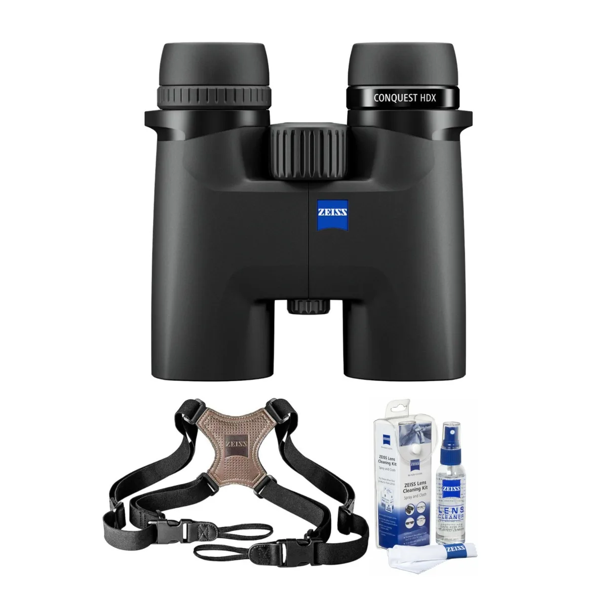 Carl Zeiss Carl Zeiss Conquest HDX 10x32 binocular black bundle with strap and cleaning kit — product photo