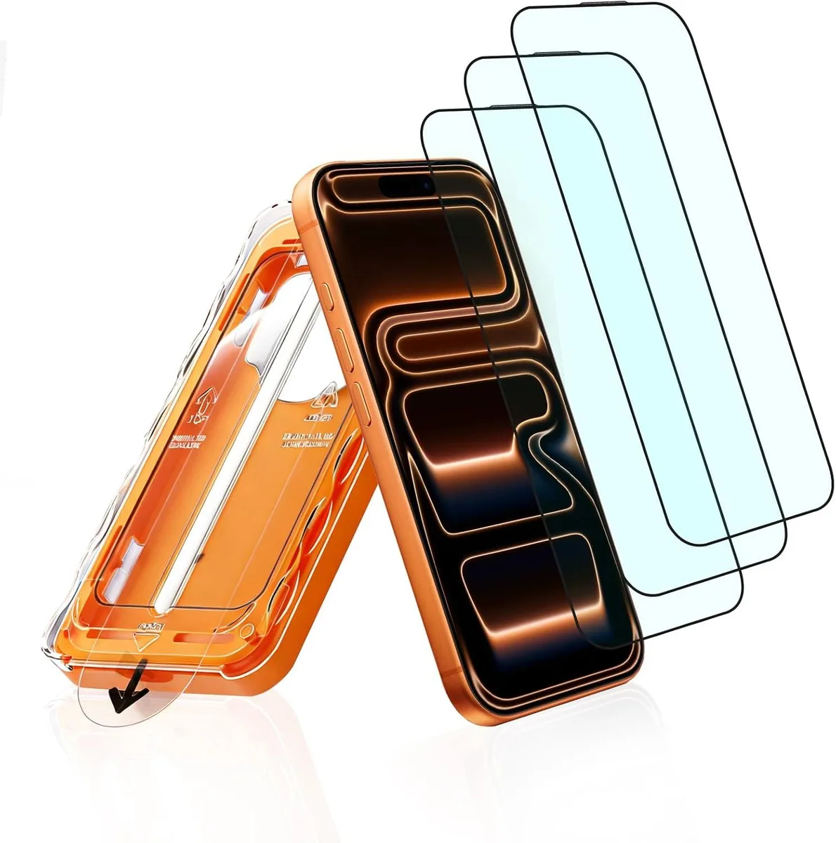 Three clear tempered glass screen protectors with alignment frame for iPhone 17 Pro