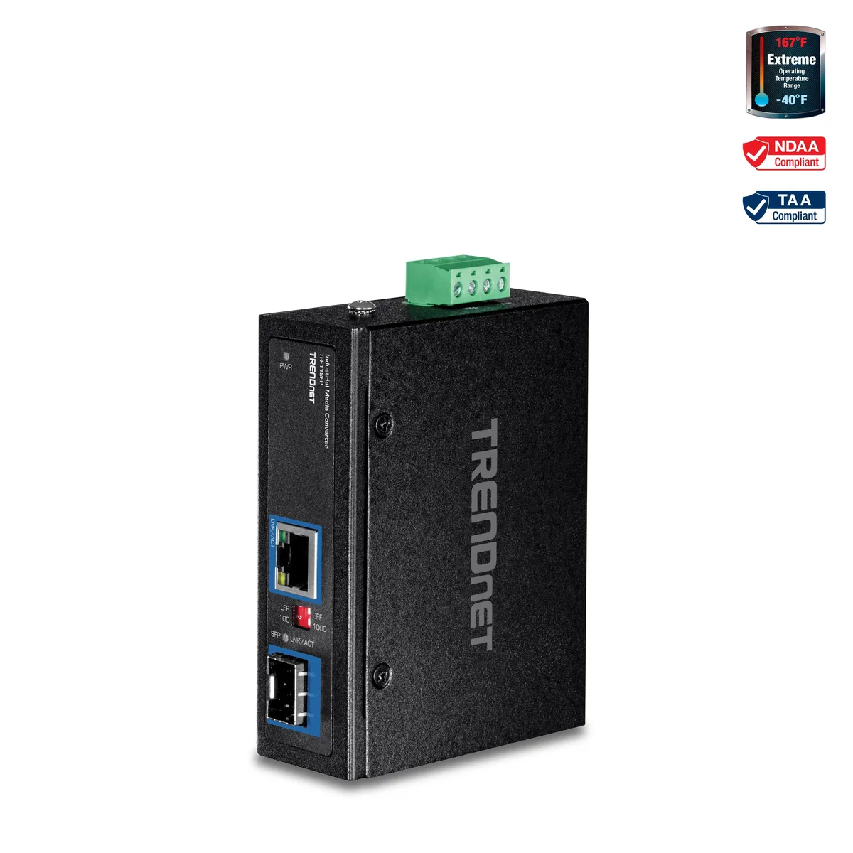 TRENDnet TRENDnet TI-F11SFP Industrial 100/1000 Base-T to SFP Media Converter — product photo