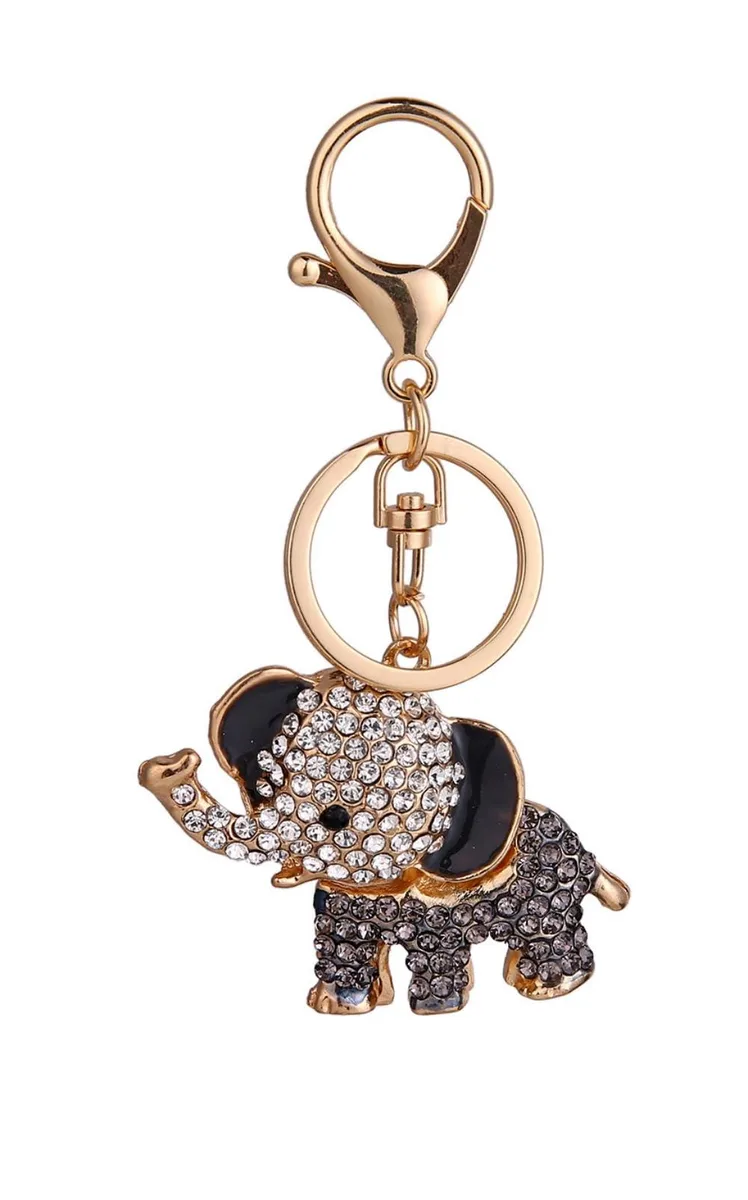  Viator Gear Crystal Elephant Keychain Charm (Black) — product photo