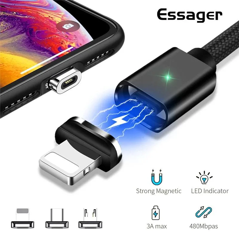 Red magnetic Micro USB cable with gold connector tip, model 11