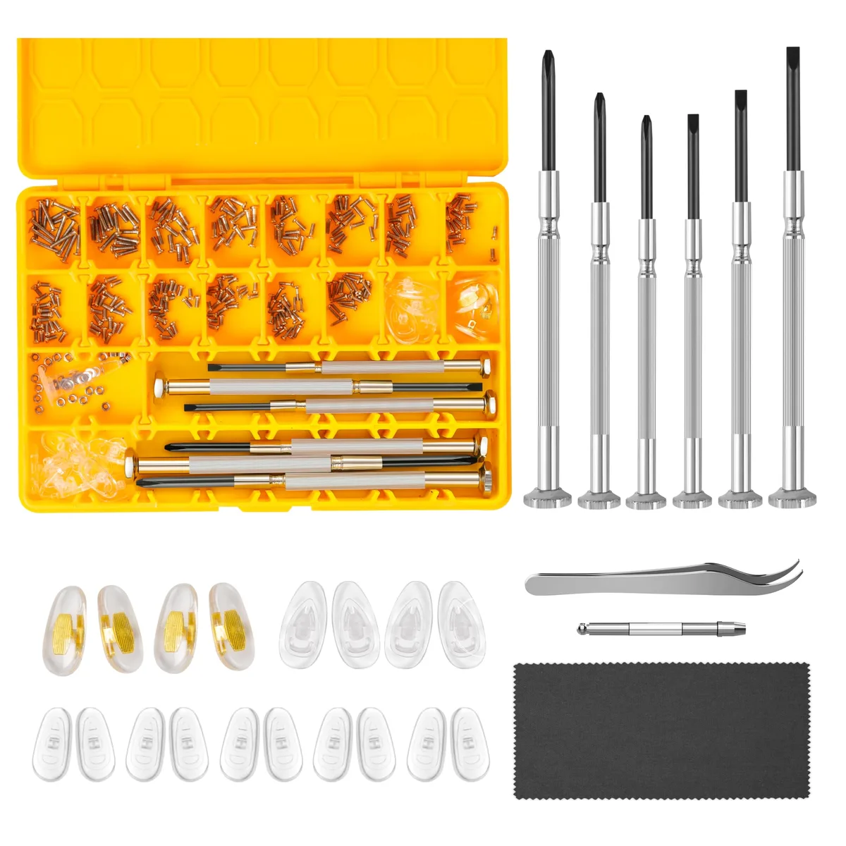  Magnetic Eyeglass Repair Kit with 14 Screws, Nose Pads, Screwdriver, Tweezers — product photo