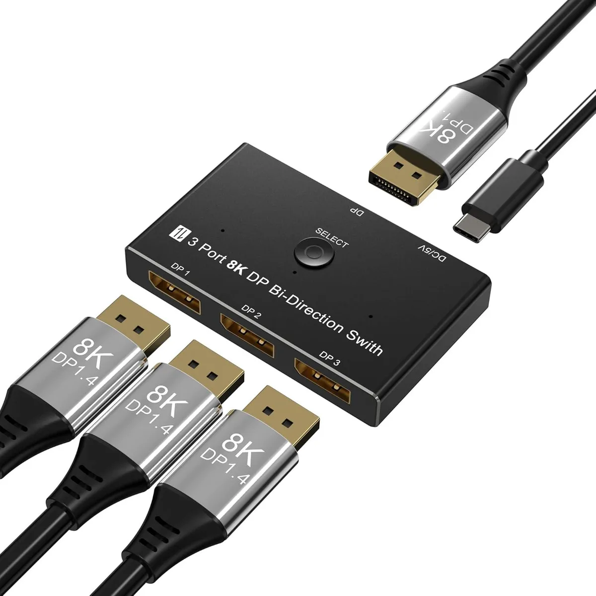 CableDeconn CableDeconn A0209 DisplayPort 1.4 Bi-Direction Switch 3In 1Out 1In 3Out 8K@30Hz 4K@144Hz — product photo
