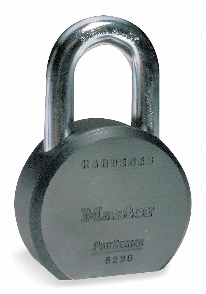 Silver rectangular steel padlock with long shackle