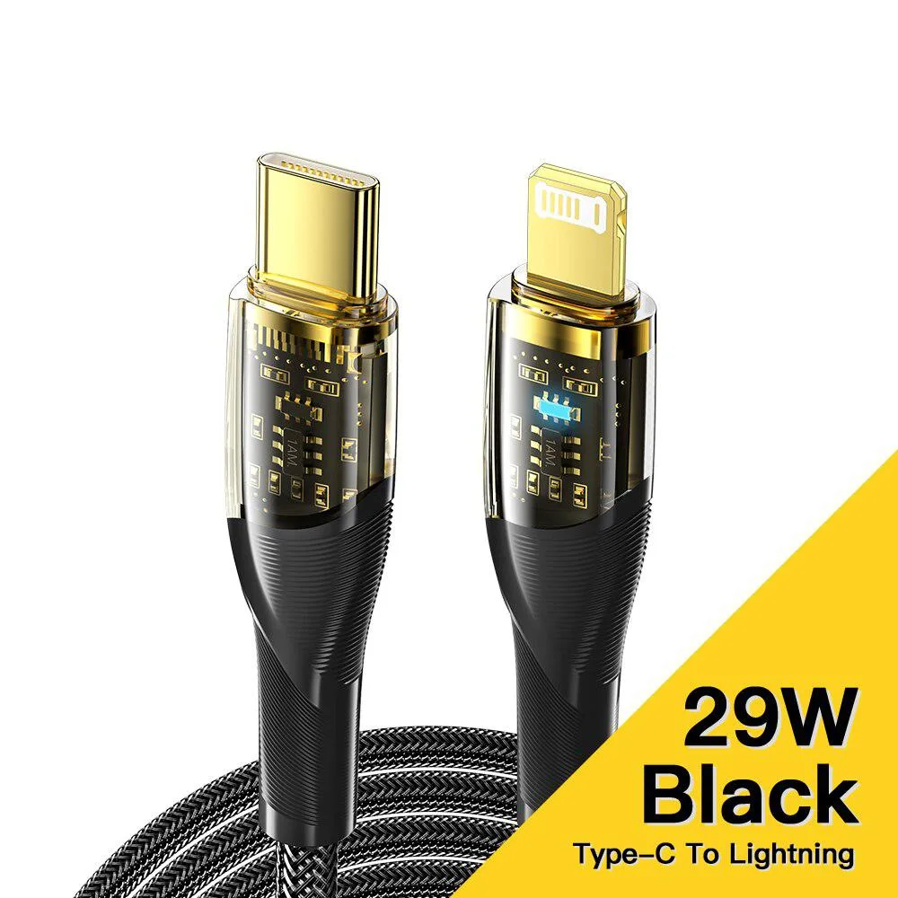 LUOM LUOM Essager XR USB-C to Lightning Cable 6.6ft 29W 3A MFi Black — product photo