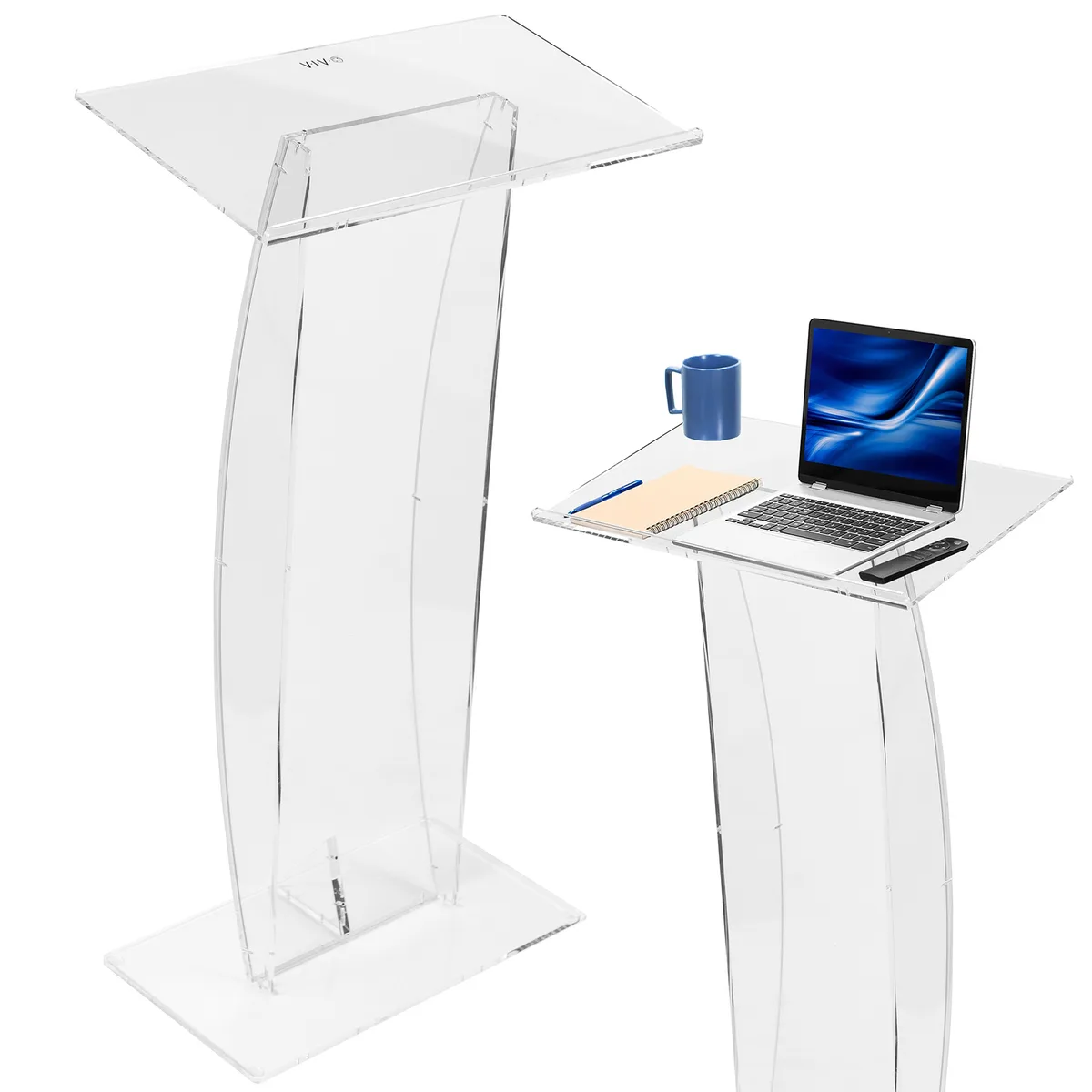 VIVO VIVO Acrylic 27" Podium Stand Transparent office furniture — product photo