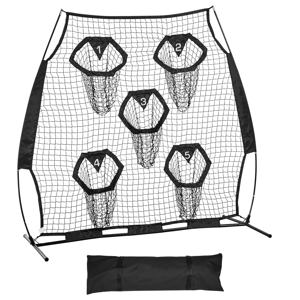 VEVOR VEVOR Football Trainer Throwing Net 6x6 ft 5 Target Pockets Black DKS-6601B — product photo