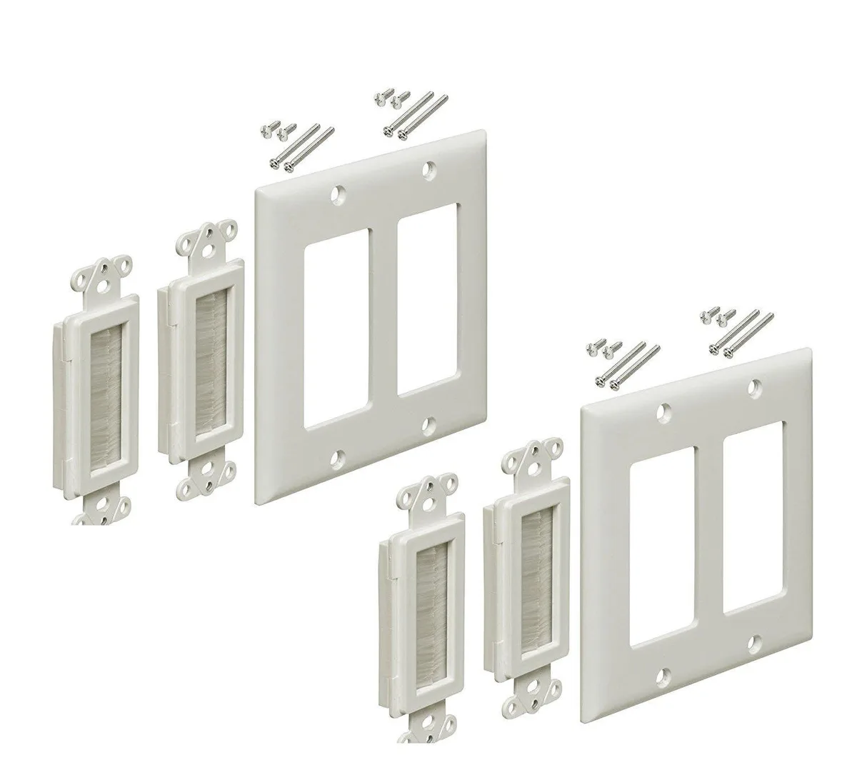 iMBAPrice iMBAPrice 2-Gang Brushed Wall Plate Cable Pass-Through White Pack of 2 — product photo