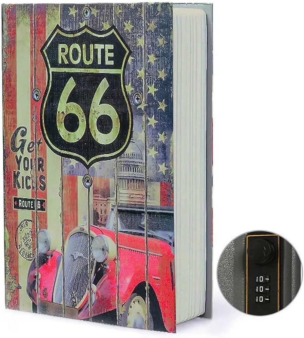 TVTime Direct TVTime Direct PG14192 Route 66 Book Safe 9.4" x 6.3" x 2.2 — product photo