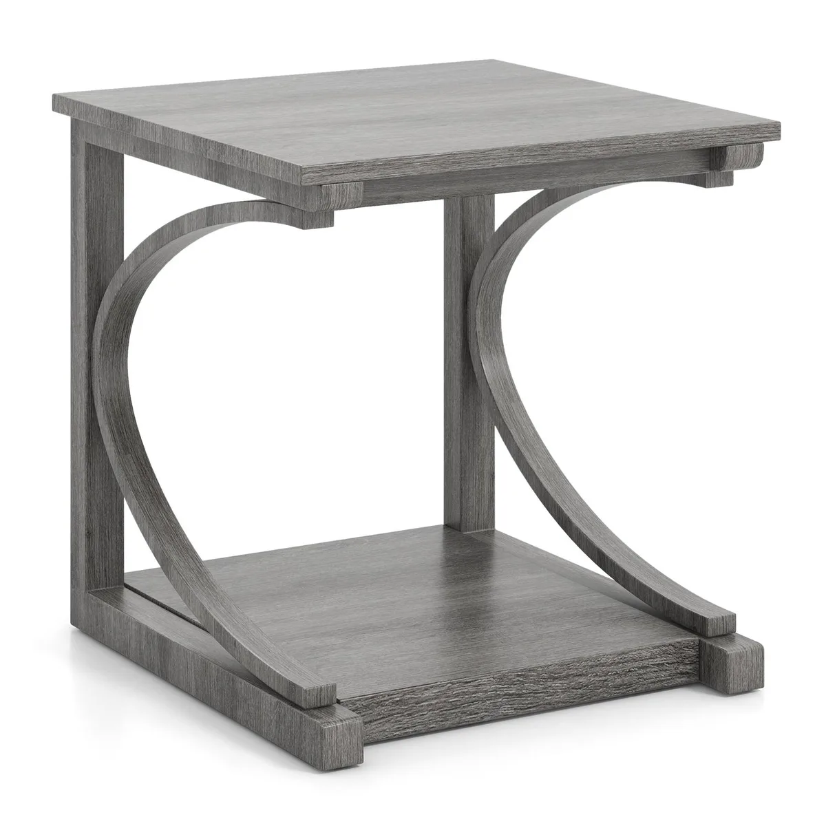 SlickBlue SlickBlue C-Shaped 24 Inch 2 Tier End Table Grey — product photo