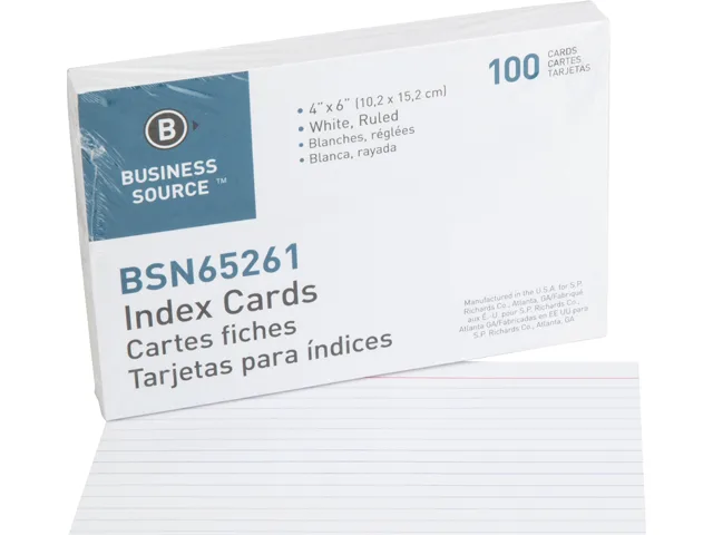 Business Source Business Source 65261 Ruled White Index Cards 100 Pack — product photo