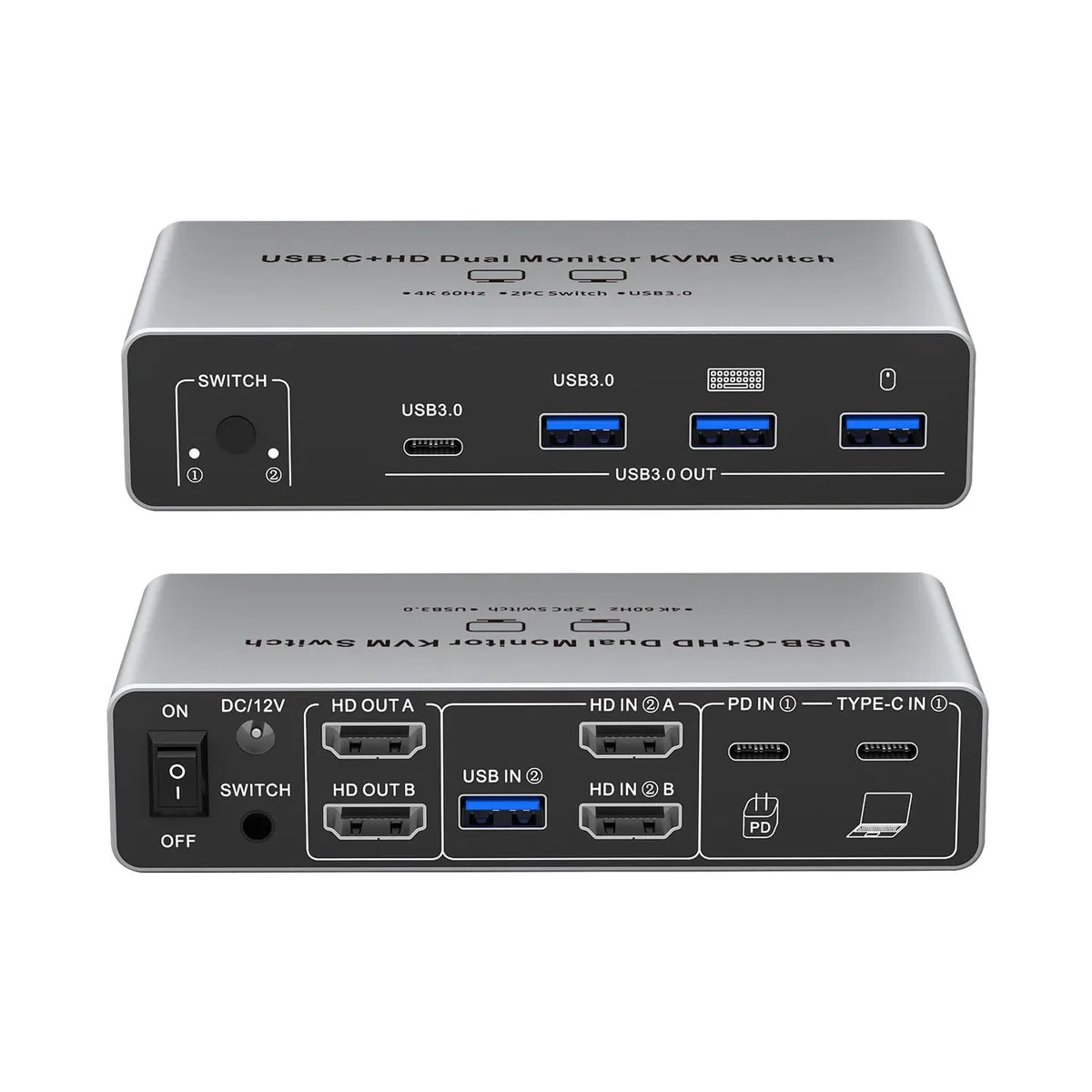 IHDAPP IHDAPP USB-C HDMI KVM Switch 2 Monitors 2 Computers 4K@60Hz — product photo