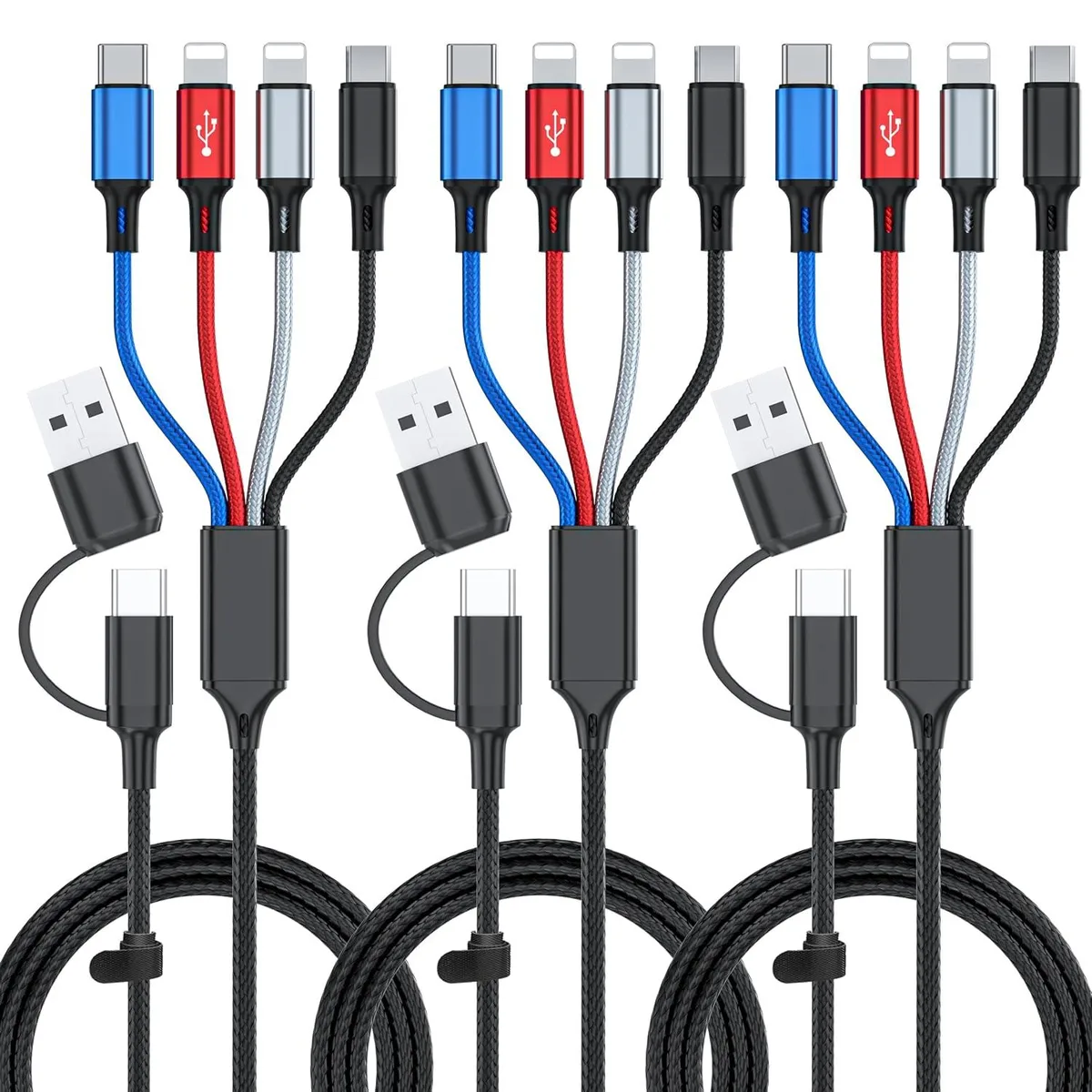 miqpower miqpower 6-in-1 Multi Charging Cable 3-Pack 6FT 3A Braided — product photo