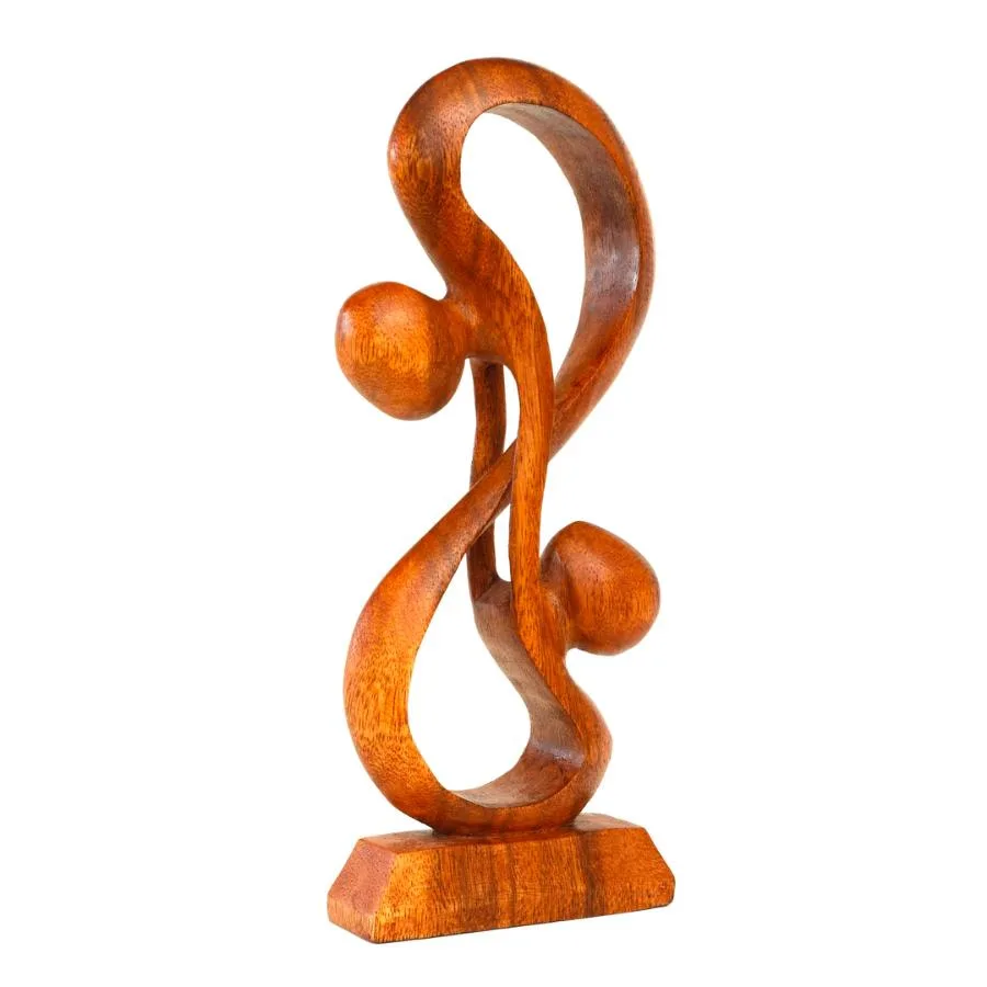 G6 Collection G6 Collection 12" Hand Carved Suar Wood Sculpture "Hold Me Tight" Home Accent — product photo