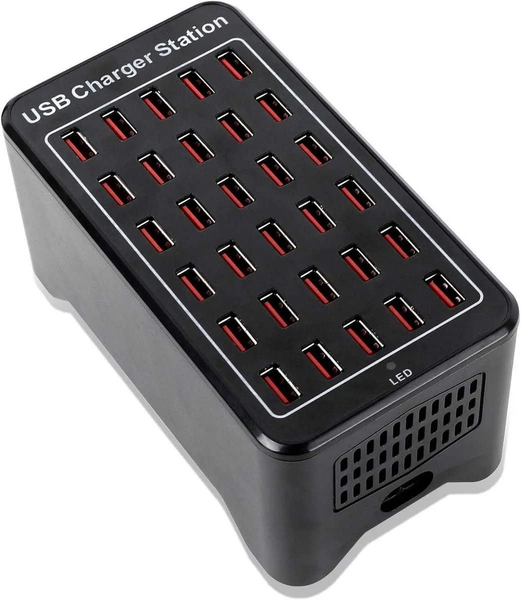 WRIARICH WRIARICH 150W 30-Port USB Charger Black — product photo
