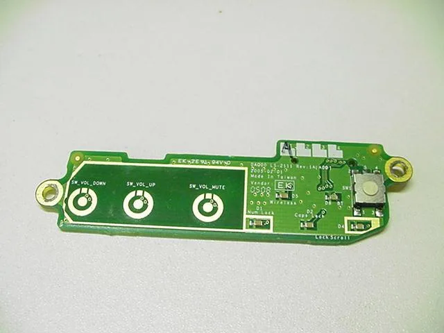 Small green circuit board with LED power button, part 2631P