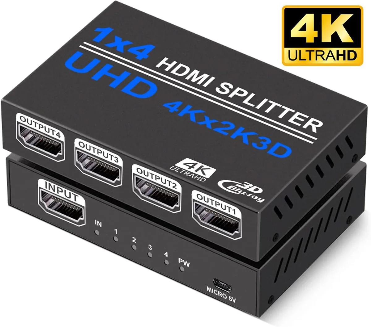 ESTONE ESTONE OZF4 1x4 HDMI Splitter 4K 30Hz Black — product photo