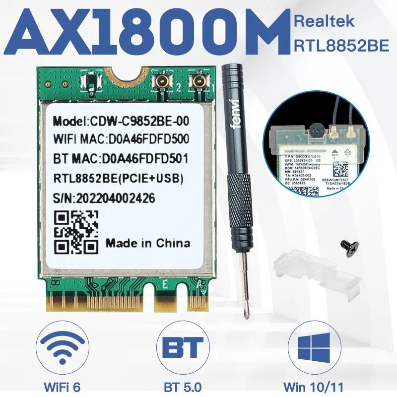 YINGHUA YINGHUA Realtek RTL8852BE Wifi 6 M.2 Wi-Fi Adapter 1800Mbps — product photo