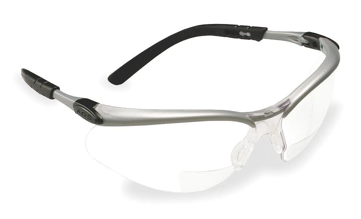 3M 3M 11375 +2.0 Diopter Bifocal Safety Reading Glasses, Clear Polycarbonate, ANSI Z87.1 CSA Z94.3 — product photo