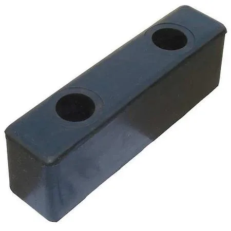 Black rectangular rubber dock bumper with two bolt holes