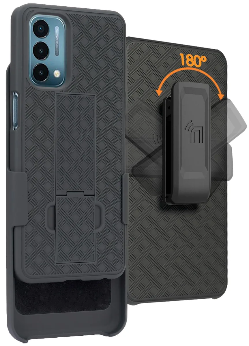 Nakedcellphone Nakedcellphone Kickstand Case + Belt Clip Holster Combo for OnePlus Nord N200 5G - Black — product photo