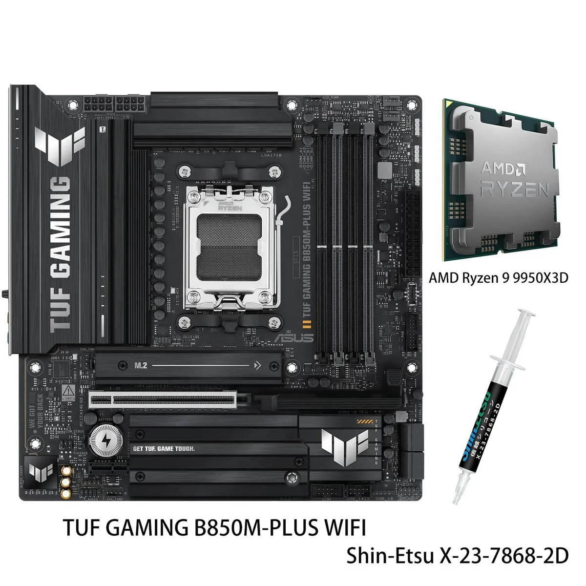 ASUS ASUS TUF Gaming B850M-Plus WiFi + Ryzen 9 9950X3D AMD Motherboard &amp; CPU Combo — product photo