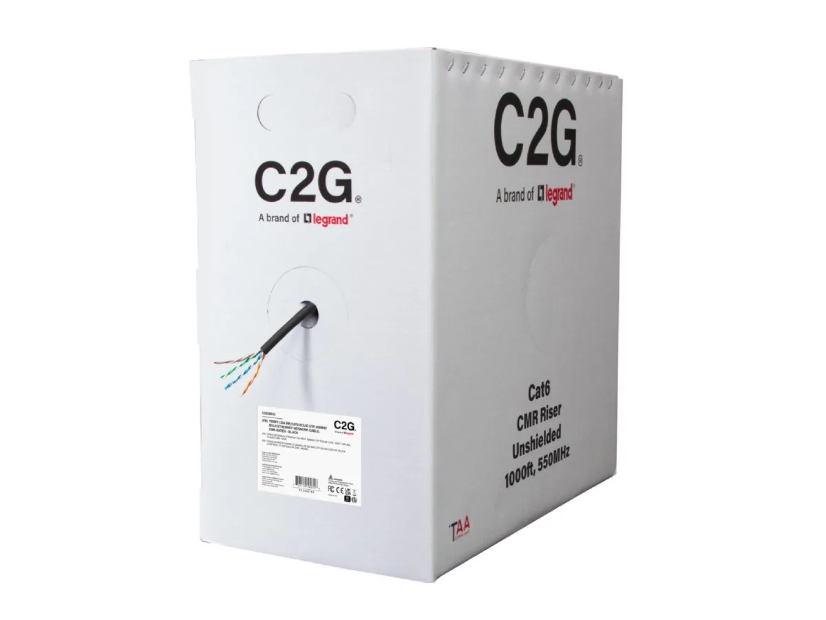 Cables To Go Cables To Go C2G56032 Cat6 network ethernet cable 1000 ft black unshielded 24 AWG — product photo