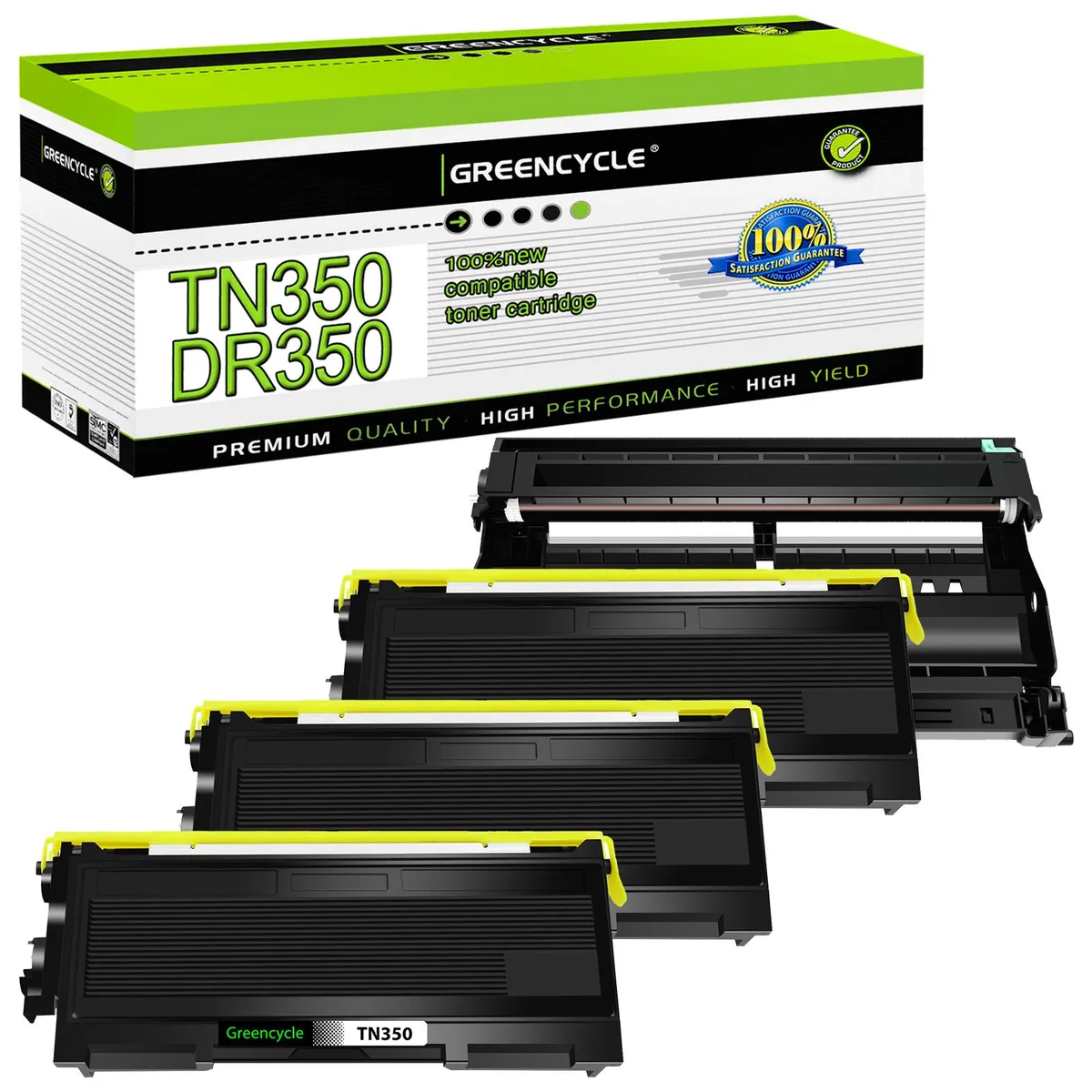 GREENCYCLE GREENCYCLE TN350 DR350 Toner Cartridge &amp; Drum Unit Set (3 Toner, 1 Drum) — product photo