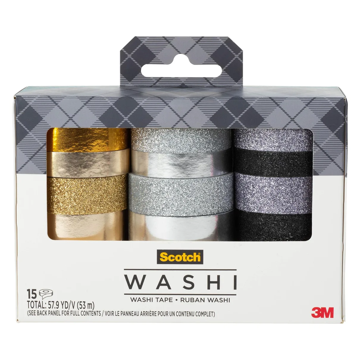 Scotch Scotch Washi Tape 15-Pack Glitter Metallic Design — product photo