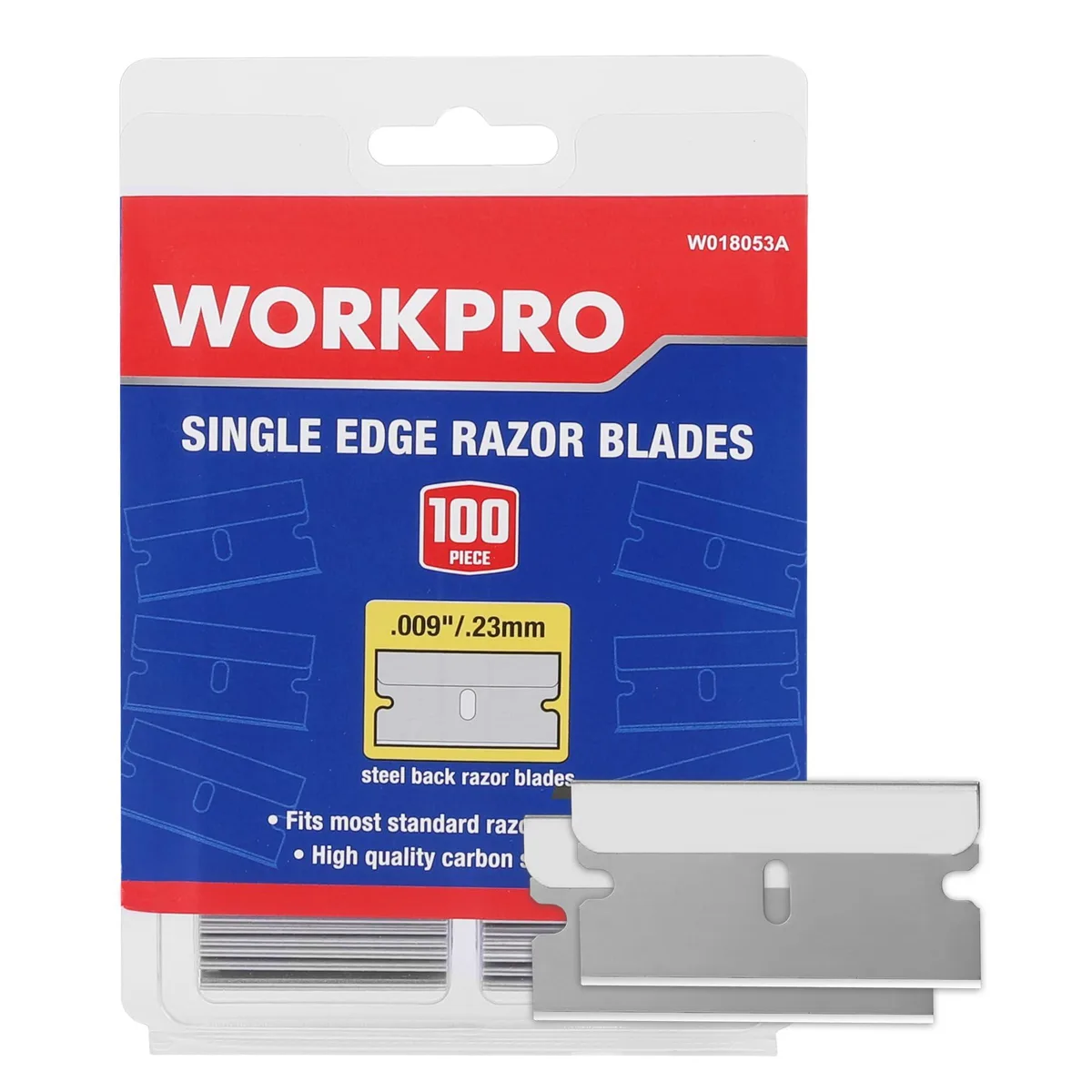  WORKPRO W018053AE 100-pack single-edge razor blades — product photo