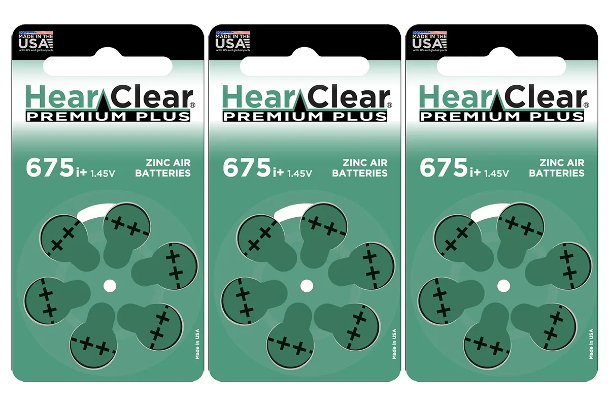 HearClear Battery HearClear Battery Size 675P PR44SP Cochlear Implant Hearing Aid Batteries 18 Pack Ear Care — product photo