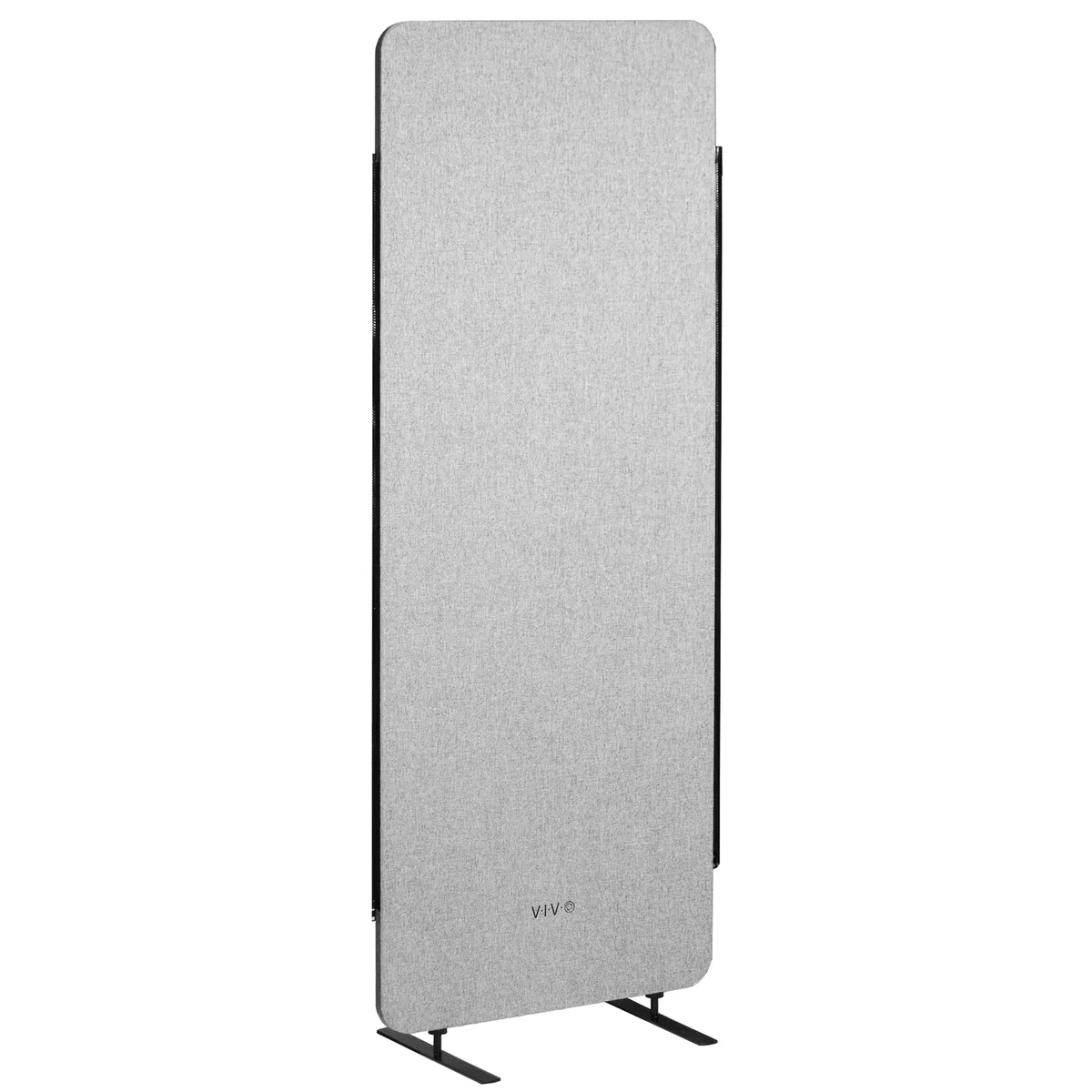 Gray freestanding privacy panel 23.8 by 65.8 inches with zipper sides and tackable PET surface on two feet