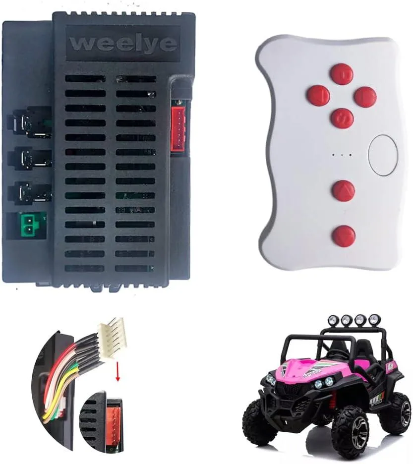 Black plastic control box with antenna and handheld remote