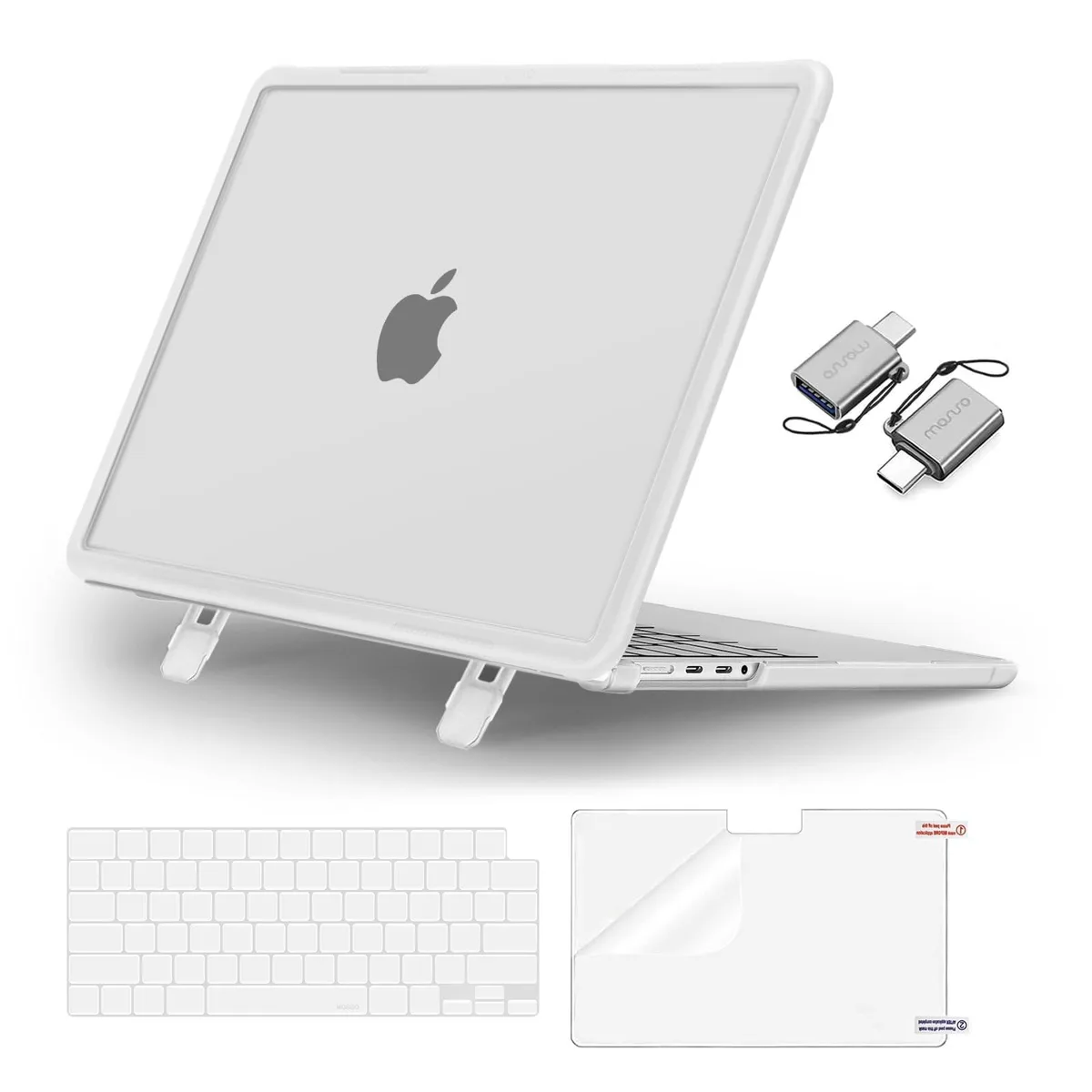 Translucent hard-shell case for 14-inch MacBook Pro with kickstand, keyboard cover and screen film