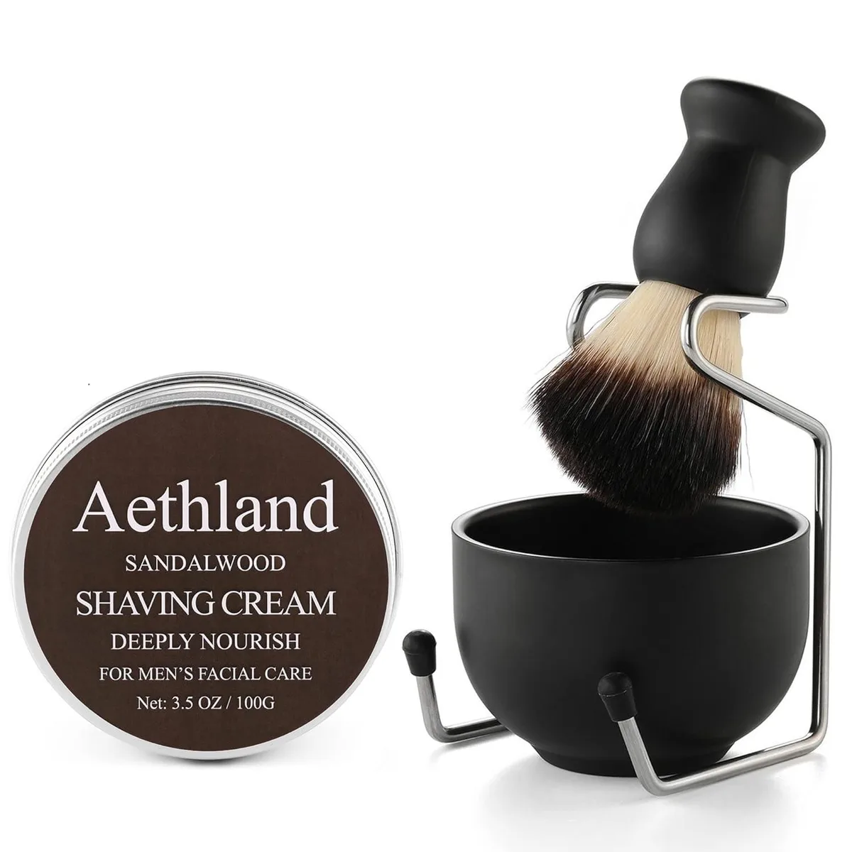 TAURKENAM TAURKENAM Shaving Brush Set with 100g Soap, 3.1 inch Bowl &amp; Stand — product photo