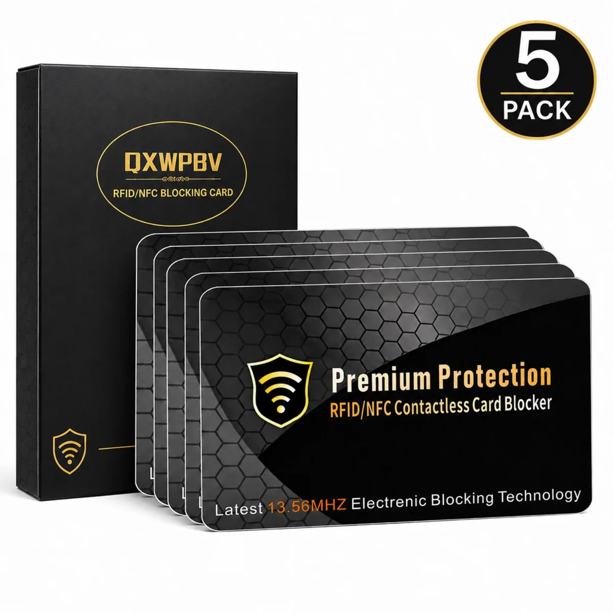 QXWPBV QXWPBV 5-Pack RFID Blocking Cards Black — product photo