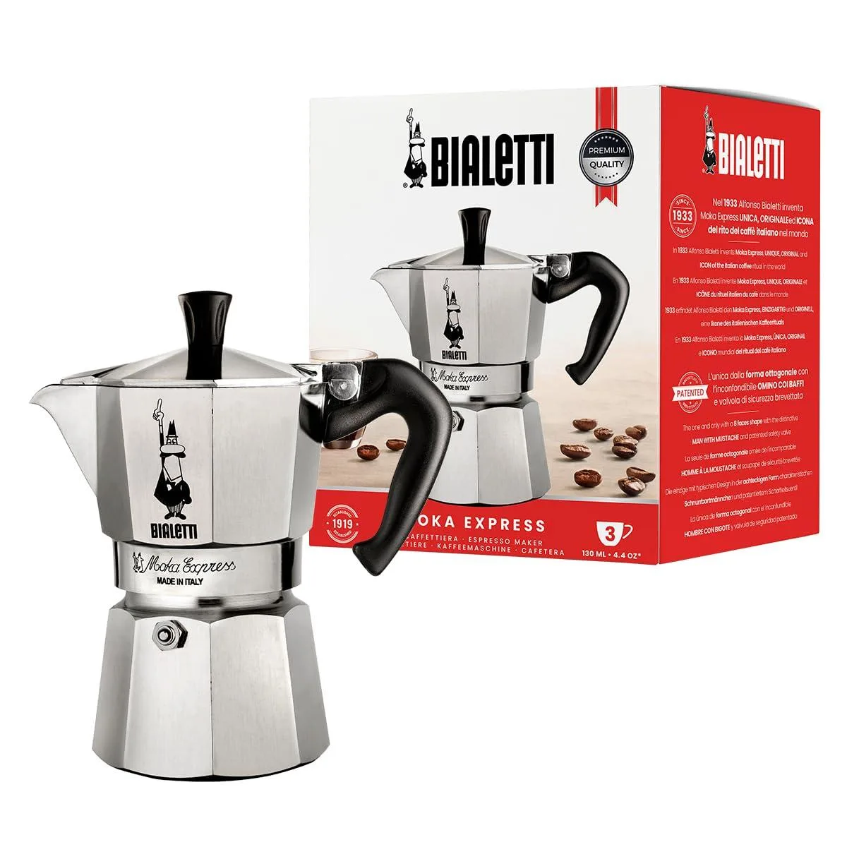 Bialetti Moka Express 0001162 Espresso Maker 3 Cups Silver — product photo