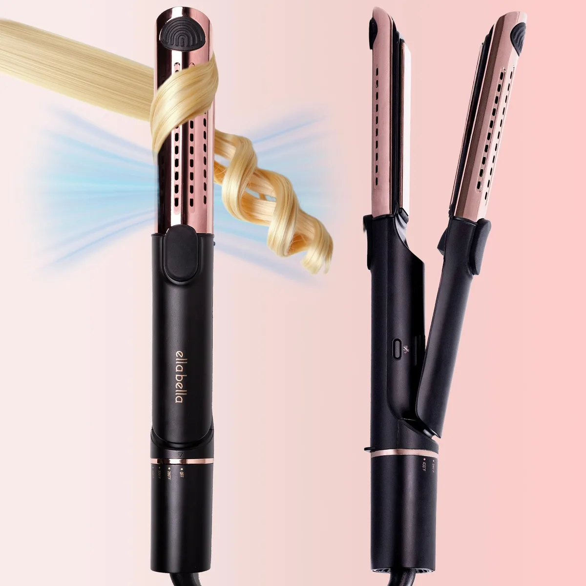  ELLA BELLA Hair Straightener &amp; Air Curler 2 in 1, Titanium Flat Iron — product photo