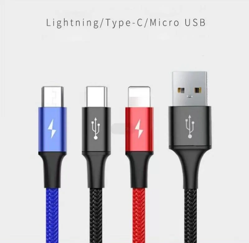 Corn Electronics Corn Electronics 3 in 1 USB Charger Cable 3.3 ft Colourful — product photo