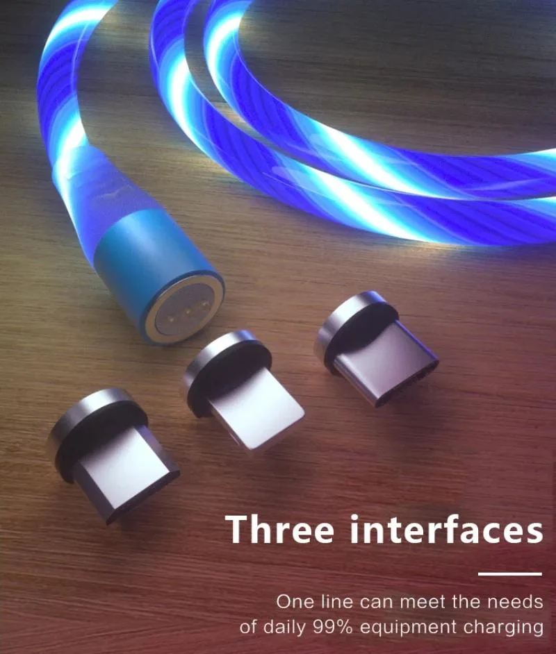 Hetai Tech Hetai Tech USB A to Micro USB Magnetic LED Cable 360° 10000 bends — product photo