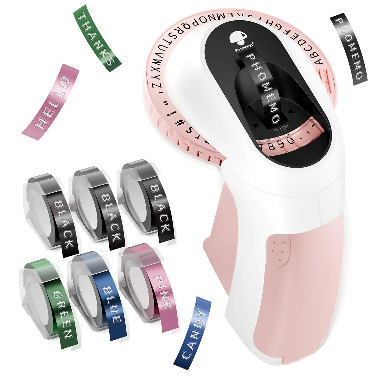 Retro embossing label maker with six tape rolls