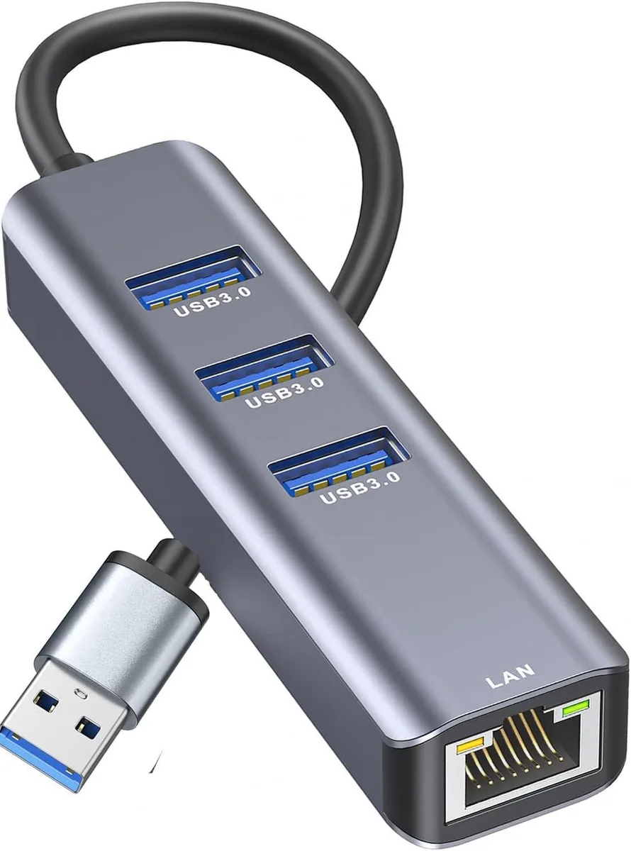 WRIARICH WRIARICH A2N3USB3 USB converter, 3×USB 3.0 + RJ45 Gigabit, grey — product photo