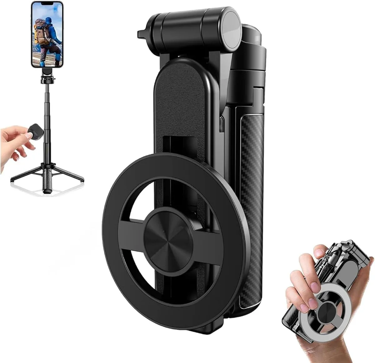 TROPRO TROPRO 4-in-1 Magnetic Selfie Stick Tripod 11-45cm 170g 360° 225° 500g Remote — product photo