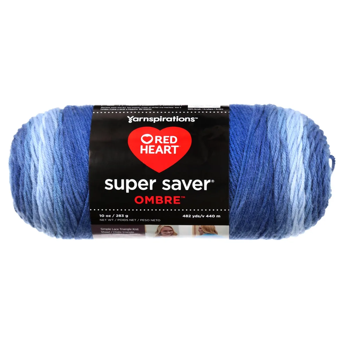 Red Heart Red Heart Super Saver Ombre True Blue 10oz 482yds Acrylic Yarn — product photo
